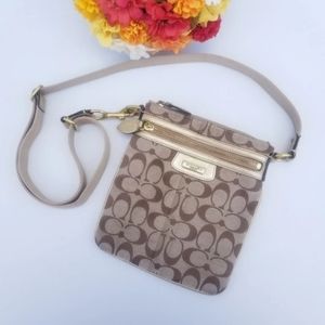 COACH SIGNATURE CROSSBODY PURSE TAN